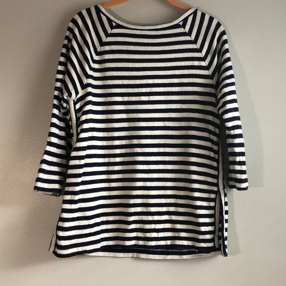 Leith Navy & White Nautical Striped Knit Top, XS - Picture 2 of 8